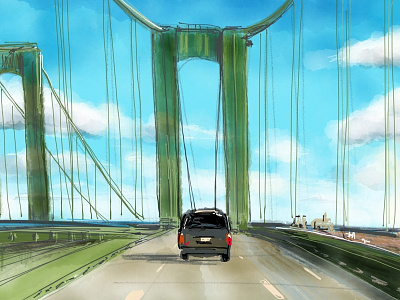 GW bridge sketch bridge digital painting gw bridge illustration paper sketch sky