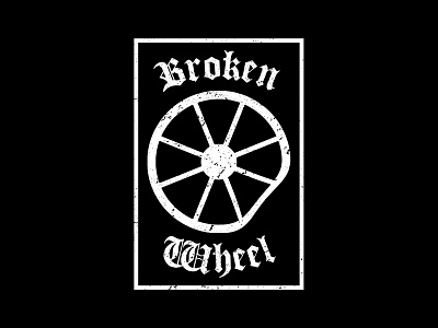 Broken Wheel blackletter bw grit logo substack texture