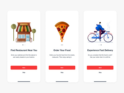 Onboarding Screens - Food Ordering Mobile App design design art designer designs drawing figma food graphic design illustration illustrations mobile mobile app onboarding procreate product product design ui ui design ux vector