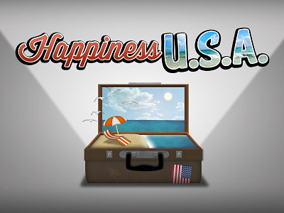 Happiness U.S.A. america beach christianity florida happiness illustrator photoshop seagulls suitcase sunny usa vector