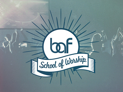 School of Worship Logo banner christianity gritty illustrator round sun rays vector