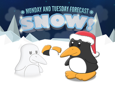 Snow Is On The Forecast! 3d christmas illustrator penguins photoshop snow snowflakes typography