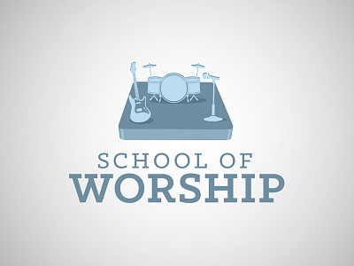 School of Worship Logo christianity drums guitar instruments klinic slab logo microphone school of worship vector worship