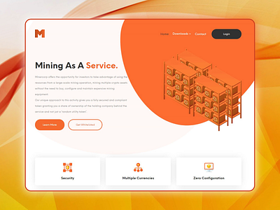 Landing page for a mining startup