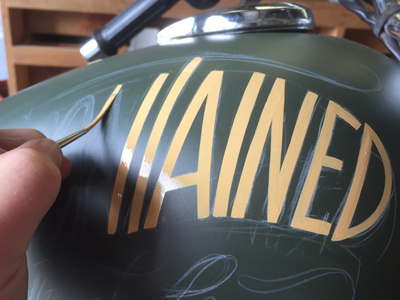 Yamaha Custom Paint Process Shot custom hand painted kustom lettering motorbike paint sign painter typography