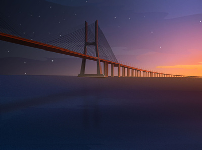 Bridge at Sunset affinitydesigner illustration practice vector