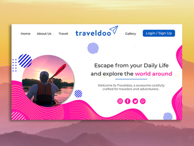 Travel art branding dailyui design designer designs flat landing page minimal travel ui ux web website