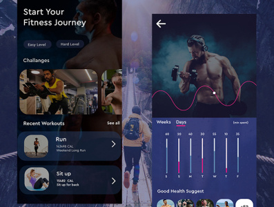 Fitness app UI design active activities activity android app app app design application dailyui design designer designs fitness fitness app fitness center graphic graphicdesign ios app design landing page ui ux