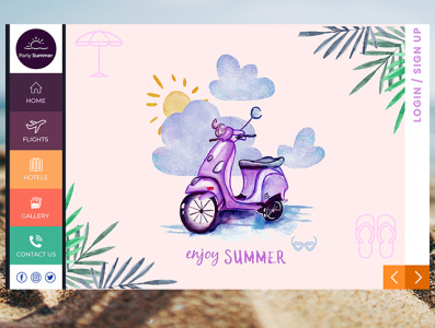 Part Summer - Enjoy Summer adventure branding chill clean creative dailyui designer designs graphic graphicdesign illustration landing page scooter summer sun travel agency traveling web website work