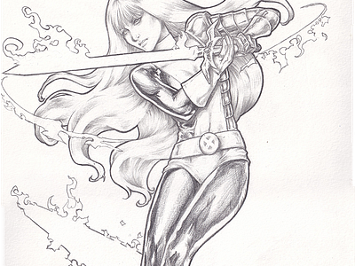 Illyana Rasputin comic art illustration pencil drawing pencils