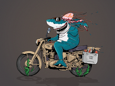 Feeding Frenzy animal aquatic design digital digital illustration illustration logo design marine ocean shark vector