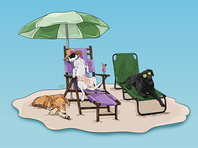 Beach Pups beach design digital dogs graphic design illustration vector