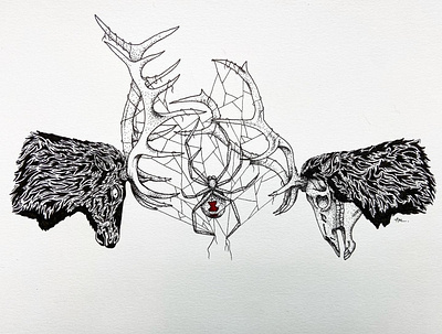 Entangled Death design illustration ink pen tattoo