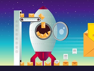 Email Marketing Rocket - Facebook ADDs graphic design illustration