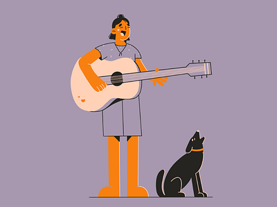 Let's sing together! artist character character design dog doggy friends guitar happiness illustration illustration 2d minimal art music singer singing vector vector art