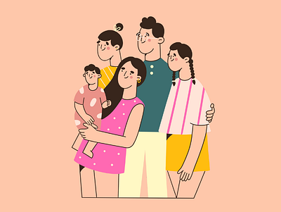family picture character character design characters colors family flat illustration happiness illustration 2d minimal art picture vector art