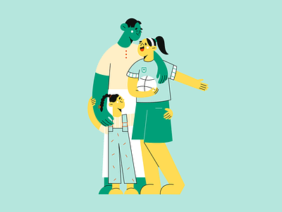 Illustrated for Help Me Grow basketball blog illustration character character design cute characters family happiness illustration illustration 2d minimal art minimal illustration proud father sisters sport vector vector art web illustration