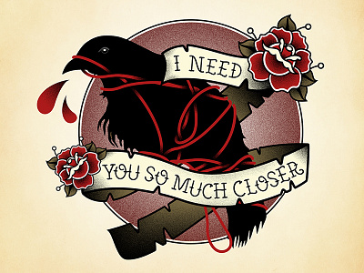 So Much Closer banner bird crow death cab death cab for cutie flowers lyrics song traditional traditional tattoo vector
