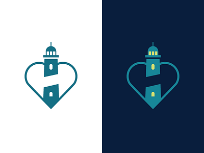H + Heart/Guidance Logo branding debut guidance heart logo identity lighthouse logo logo mark negative space