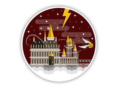 Hogwarts - Sticker Mule UK Playoff castle harry potter hogwarts illustration lightning london quidditch scotland stars sticker mule united kingdom vector