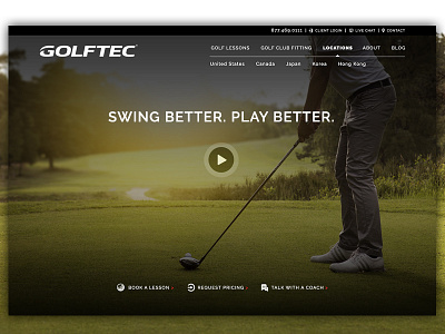 Golftec Hero golf hero masthead ui web design website