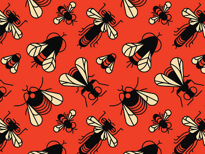 Flyby bugs fly gross insects pattern vintage