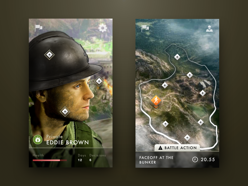Battlefield: Lost Soldier soldier battlefield menu ios interface war concept art game mobile ui ux