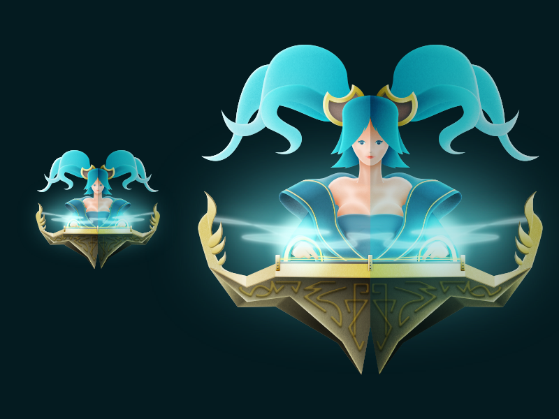 Sona - Symmetrical Champions character game gradients sketch app lol league of legends