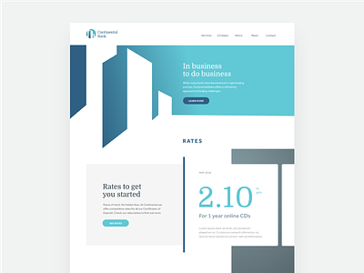 Continental Bank - Website homepage banking brand design financial services grid logo logodesign website website design