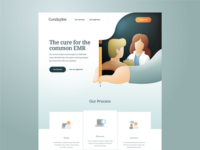 CuraScribe - website homepage brand brand identity branding gradients illustration medical medical logo webdesigns website