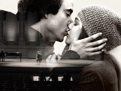 McBeard | If I Stay - Graphic black and white double exposure film kiss movie superimposed