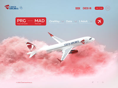 CZECH AIRLINES concept website airlines c4d redshift3d ui design uiux vdb volume