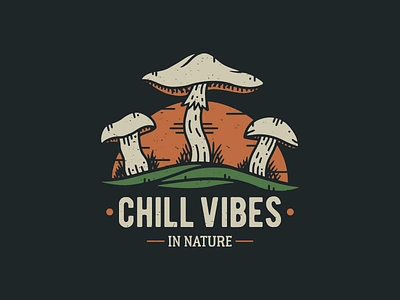 Chill Vibes - Vintage Illustration branding cartoonish graphic design hipster illustration illustrator mushrooms nature redbubble retro sunset t shirt t shirt illustration t shirts tee design texture trippy typography vintage vintage illustration