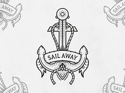 Sail Away - Pattor_Graphics anchor apparel design black white halftone hipster ocean procreate redbubbleshop retro rustic sailing sailor ship streetwear t shirt tattoo vector illustrator vintage vintage design wanderlust