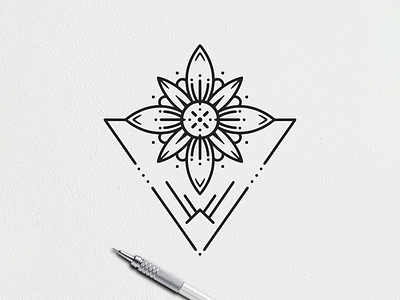 Geo Flower - Lineart flower flower illustration geometric design geometry graphic design illustration leaves linework minimal minimalism retro shirt design t shirt tattoo tattoo design tee