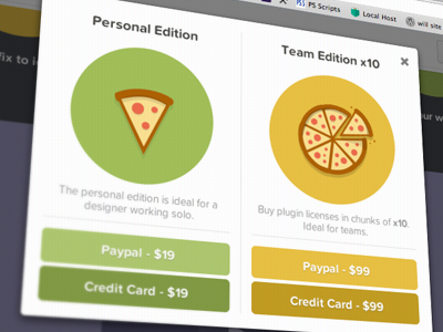 Purchase modal buy modal personal pizza purchase team
