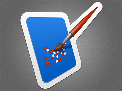 Create Pixels Icon blue create icon orange paint brush pixels sticker