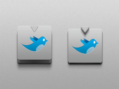 Twitter Button - Free PSD 3d blue cool depth freebie grey original realistic shadow twitter