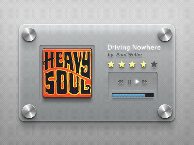 Glass Music Player - Free PSD user interface freebie cool modern glass ui transparent slick see throught metal buttons lights album music player