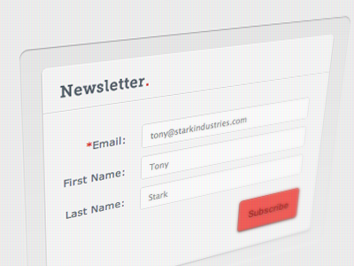 Newsletter signup form button clean form gui interface light minimal modern submit ui user