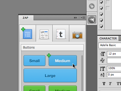 Zap Buttons buttons cool design dev easy extension gun photoshop plugin psd ray web zap