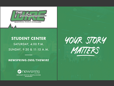 The Wire - Service Times Handout brand identity design flyer graphic design handout middle school ministry youth