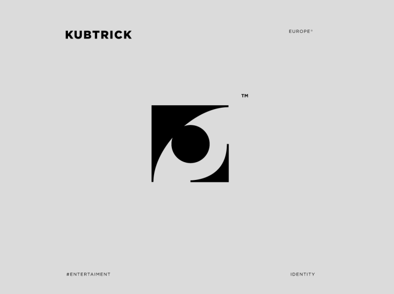 KUBTRICK logo black clear cube entertaiment eye kubrick logo media minimal square watch white