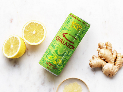 CHILLAZON ginger lime soda drink ginger green illustration lemon lime packaging samoan soda tiki