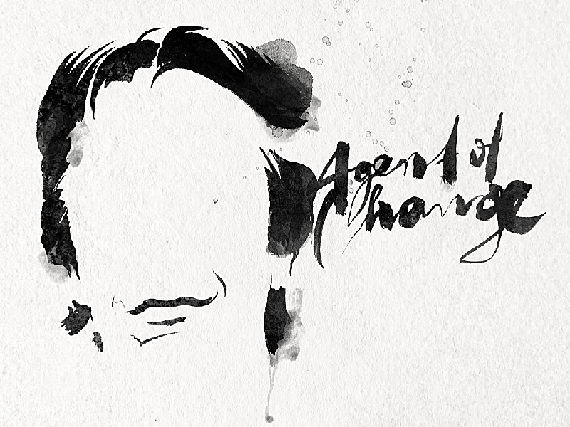 Alan Rickman lettering expressive illustration typography ink brush