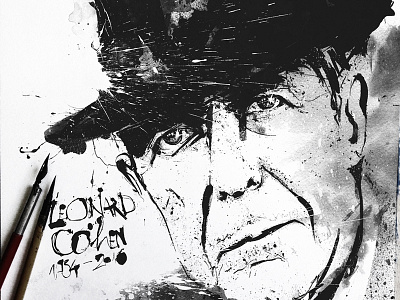 Leonard Cohen brush cohen ink leonard music nib portrait rip