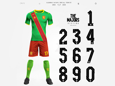 The Majors bulgarian font football kit numbers soccer sport typography.