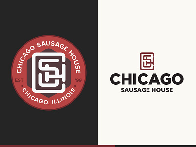 Chicago Sausage Haus badge design logo monogram sausage