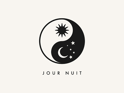 Jour Nuit / Day Night Clothing Logo Mark Design branding day night emblem icon jour nuit logo design logo mark minimalist moon stars sun ying yang
