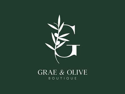 Grae & Olive Boutique Monogram G Logo Mark & Branding Design boutique branding cool symbol g logo letter g logo logo mark minimalist monogram olive olive branch olive tree